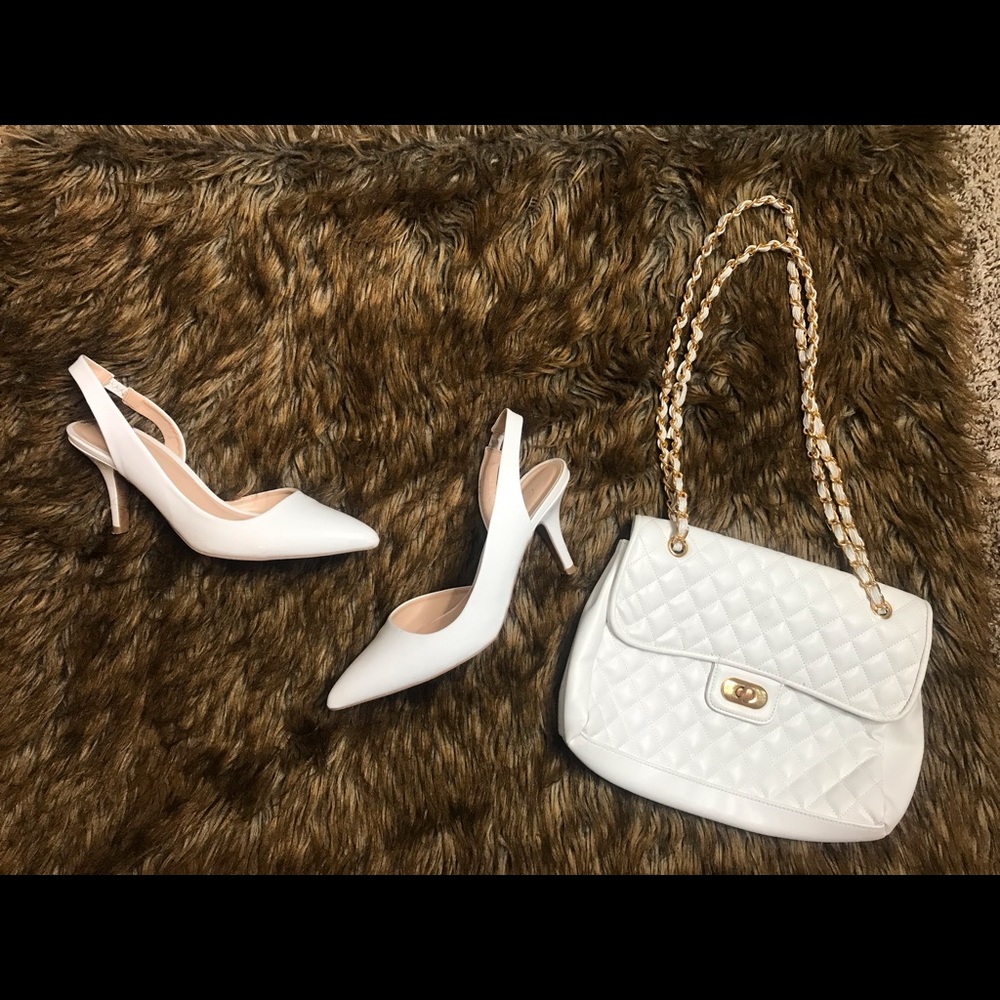 Patent white kitten heels